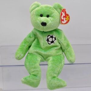 *KICKS Soccer Bear, TY Beanie Babies, Soccer ball emblem, tag errors, Vintage